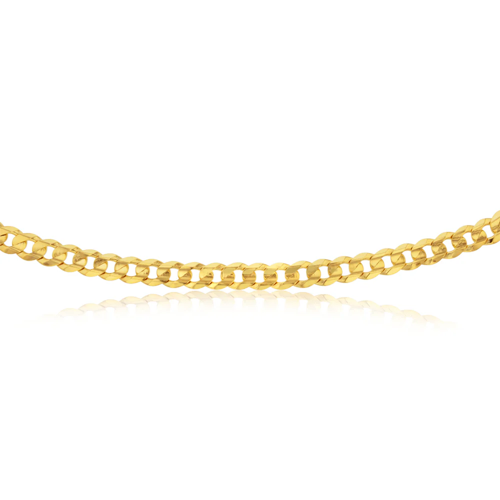 9ct Yellow Gold Diamond Cut Concave Curb 270 Gauge 55cm Chain - Image 2