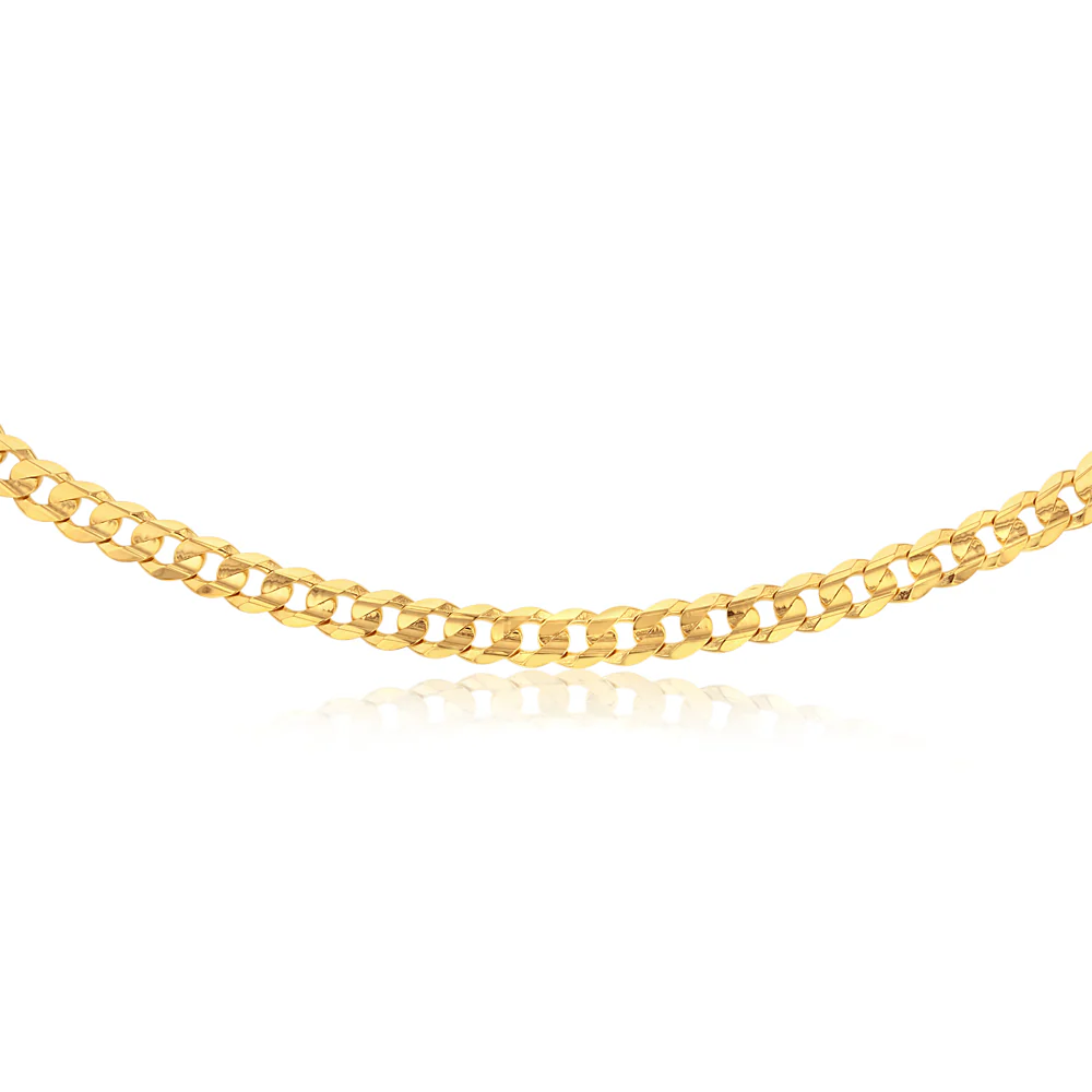 9ct Yellow Gold Diamond Cut Concave Curb 270 Gauge 55cm Chain - Image 3