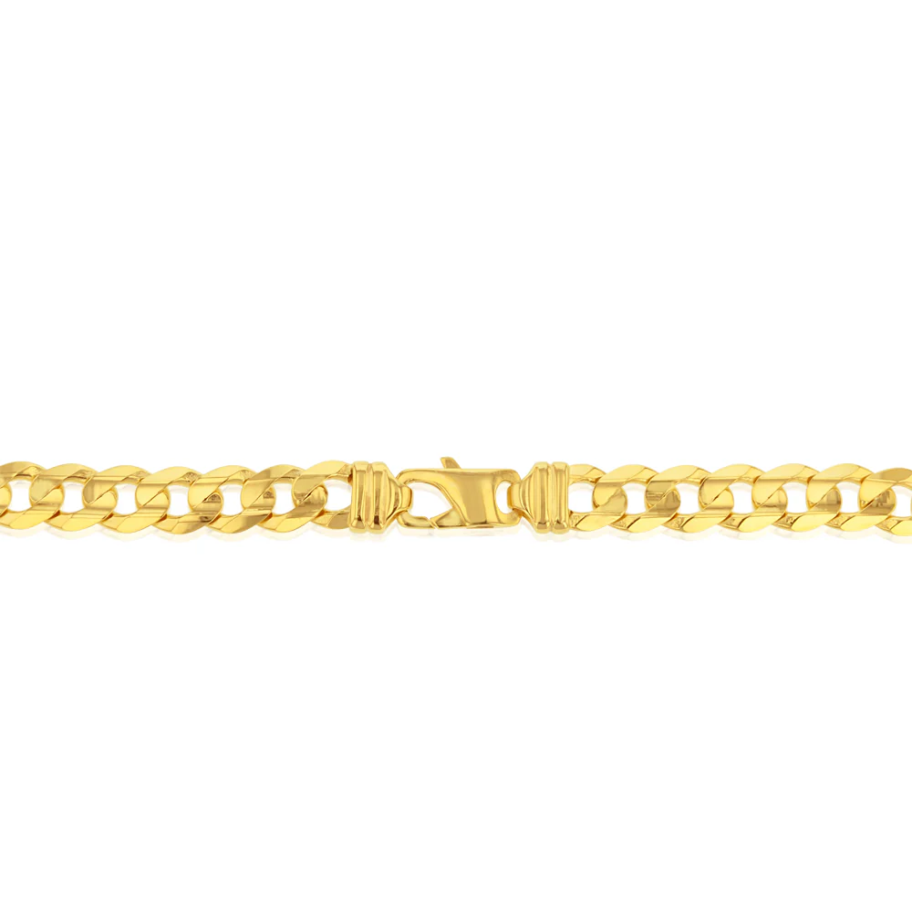 9ct Yellow Gold Diamond Cut Concave Curb 270 Gauge 55cm Chain - Image 4