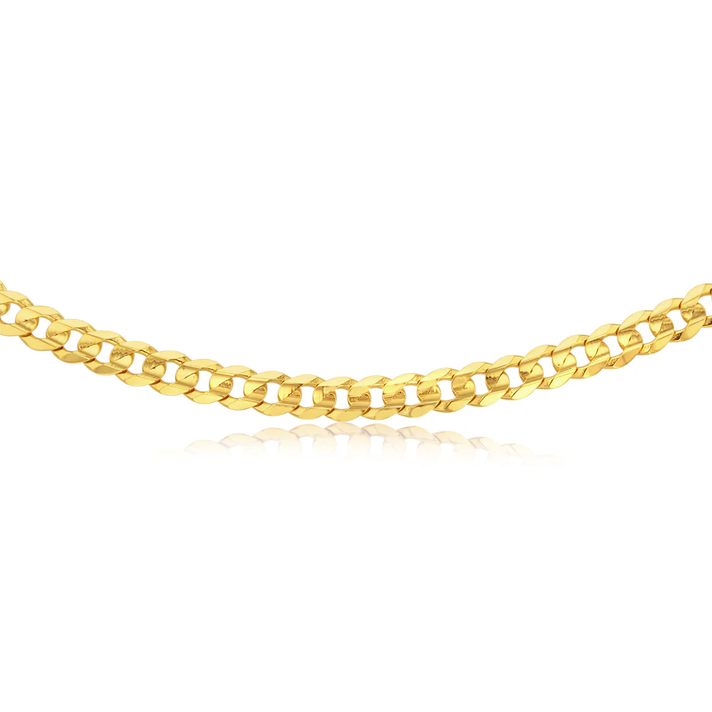 9ct Yellow Gold Diamond Cut Concave Curb 270 Gauge 60cm Chain - Image 2