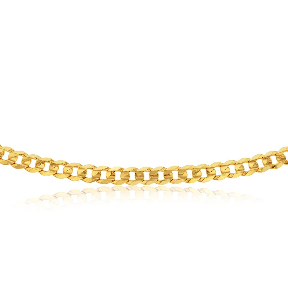 9ct Yellow Gold Diamond Cut Concave Curb 270 Gauge 60cm Chain - Image 3