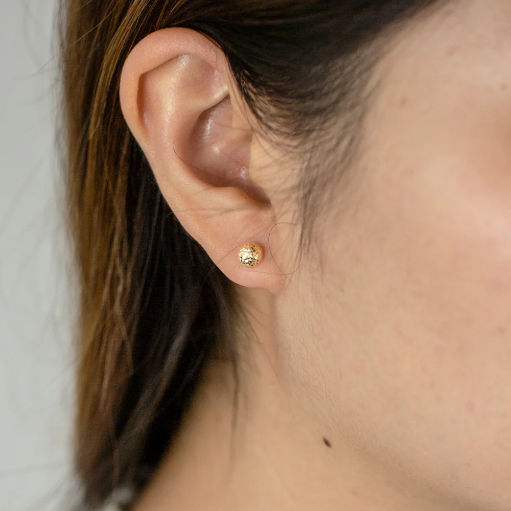 9ct Yellow Gold Diamond Cut Dome stud Earring - Image 2
