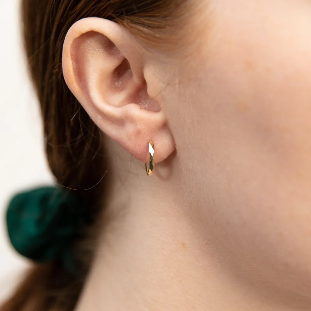 9ct Yellow Gold Diamond Cut Fancy Sleeper Earrings - Image 2