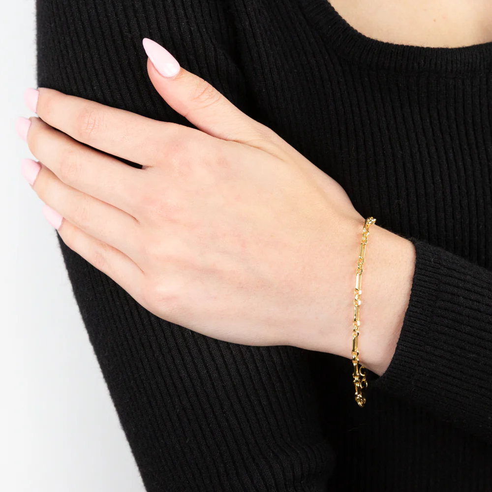 9ct Yellow Gold Diamond Cut Figaro Belcher 19cm Bracelet - Image 3