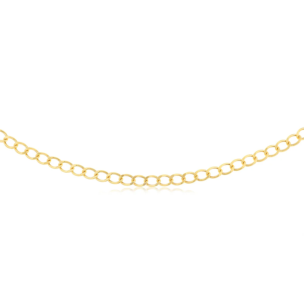 9ct Yellow Gold Diamond Cut Hollow 50cm Curb Chain - Image 2