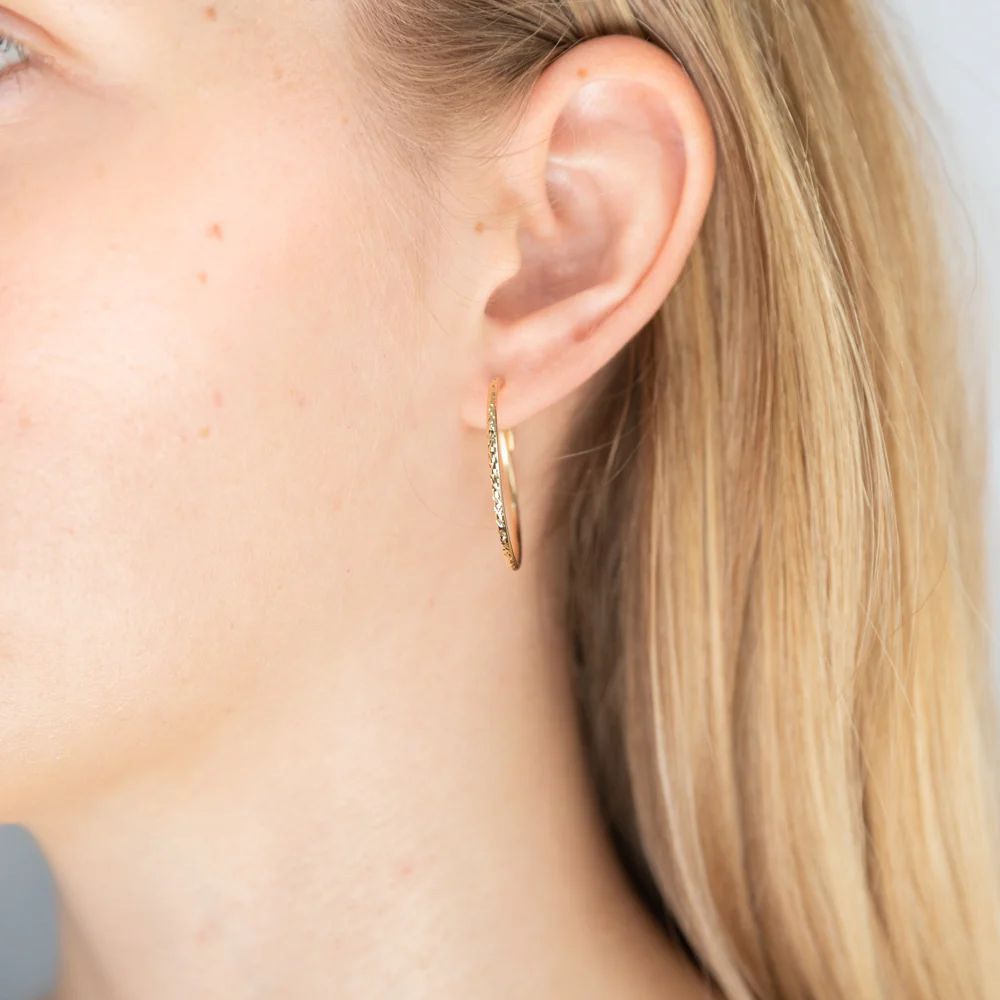 9ct Yellow Gold Diamond-Cut Hoops 25mm - Image 3