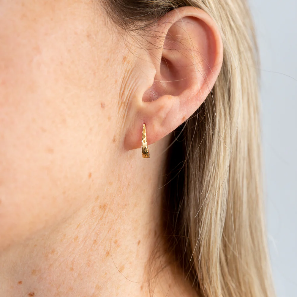 9ct Yellow Gold Diamond Cut "J" Shape Drop Earrings - Image 2
