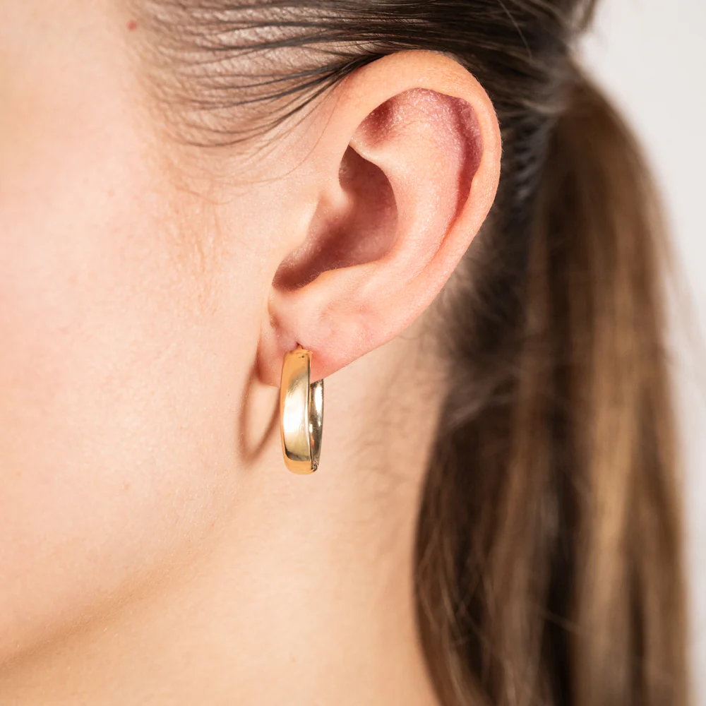 9ct Yellow Gold Diamond Cut Oval Fancy Hoop Earrings - Image 2
