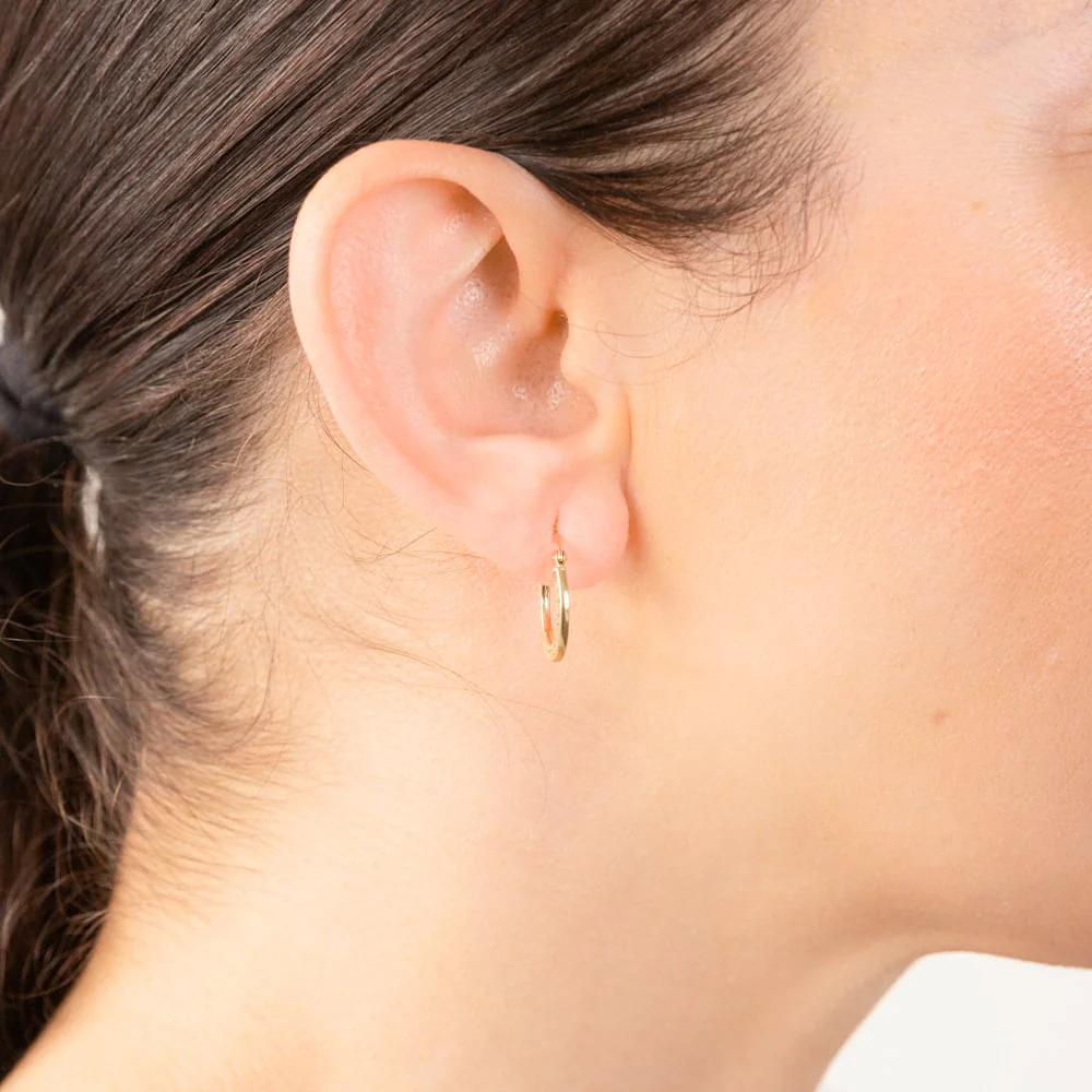 9ct Yellow Gold Diamond Cut Super Light 15mm Hoop Earring - Image 2