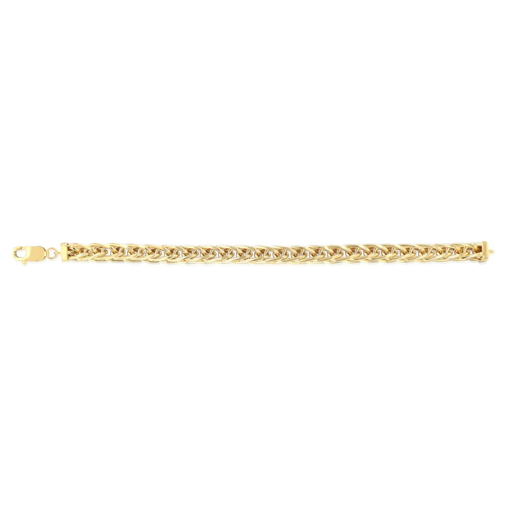 9ct Yellow Gold Diamond Cut Wheat Hollow 20cm Bracelet - Image 2
