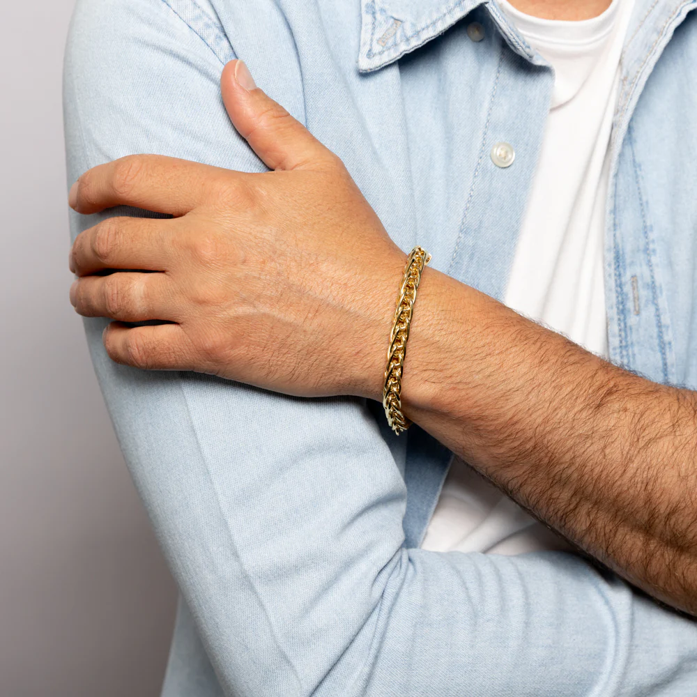 9ct Yellow Gold Diamond Cut Wheat Hollow 20cm Bracelet - Image 3