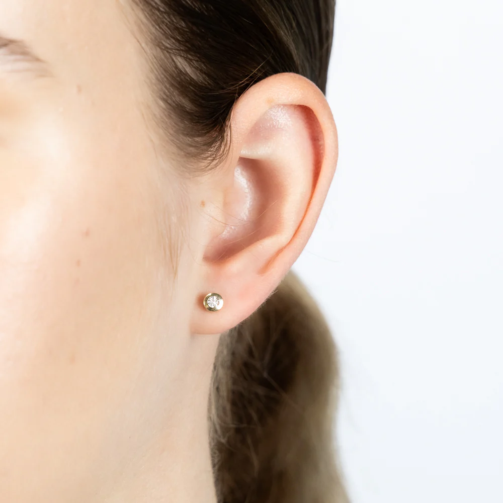 9ct Yellow Gold Diamond Disc Stud Earrings - Image 2