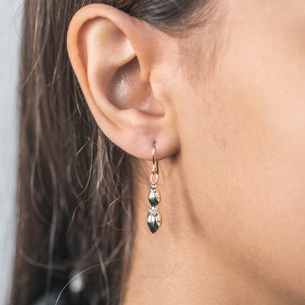 9ct Yellow Gold Diamond Earrings - Image 2