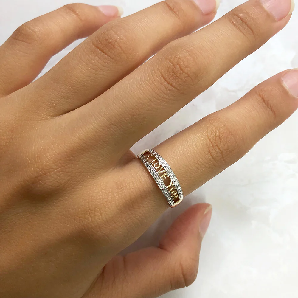 9ct Yellow Gold Diamond "I LOVE YOU" Ring - Image 2