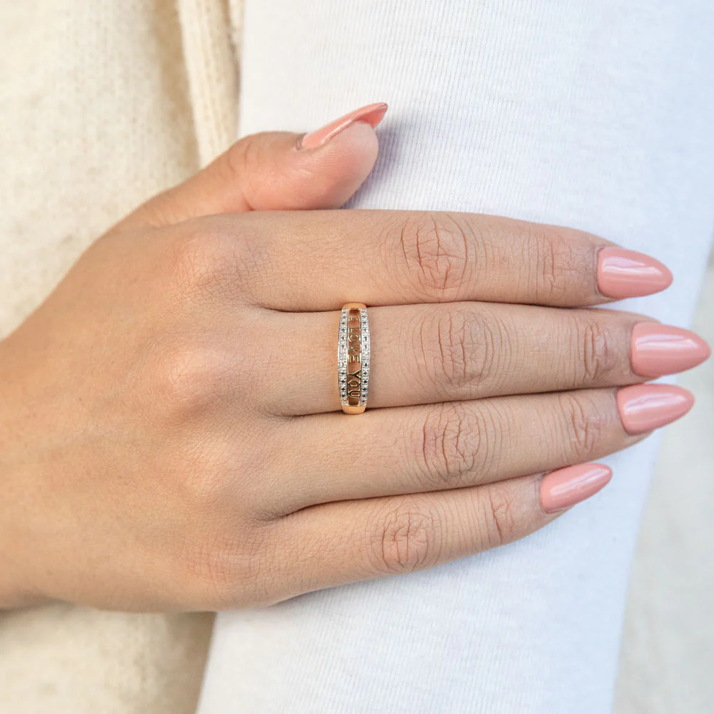 9ct Yellow Gold Diamond "I LOVE YOU" Ring - Image 4