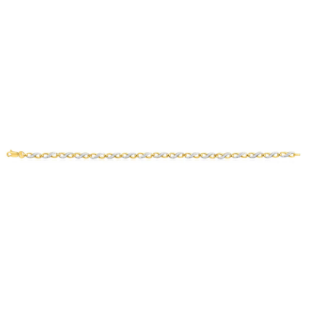 9ct Yellow Gold Diamond Infinity Bracelet with 6 Round Diamonds - Image 2