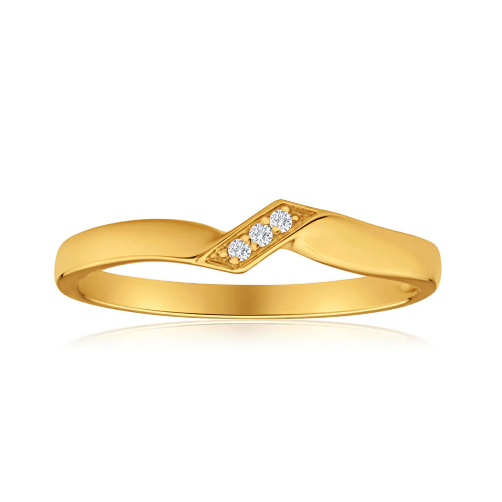 9ct Yellow Gold Diamond Ring - Image 3