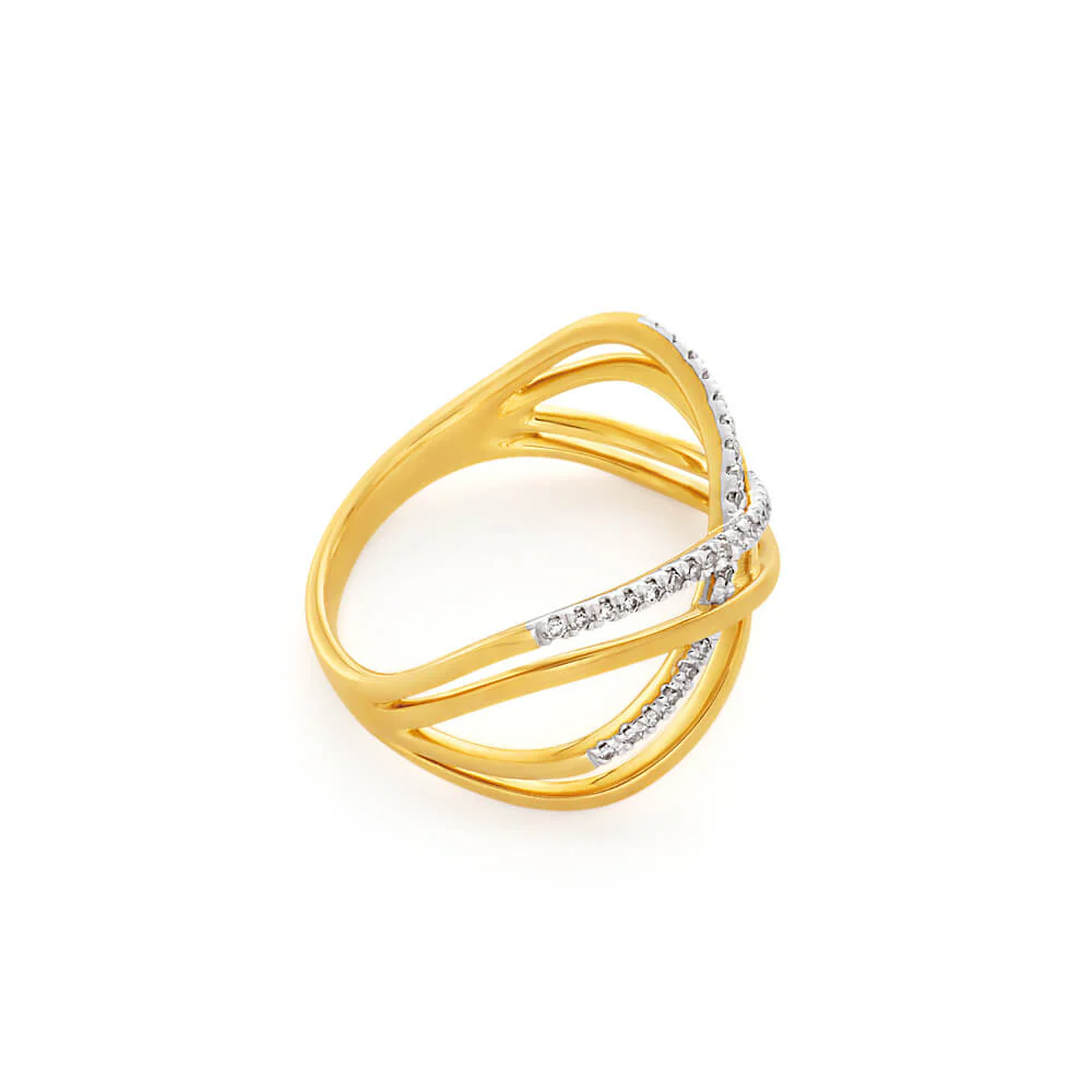 9ct Yellow Gold Diamond Ring - Image 2