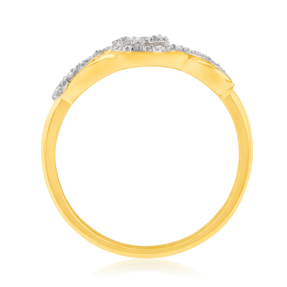 9ct Yellow Gold Diamond Ring - Image 2