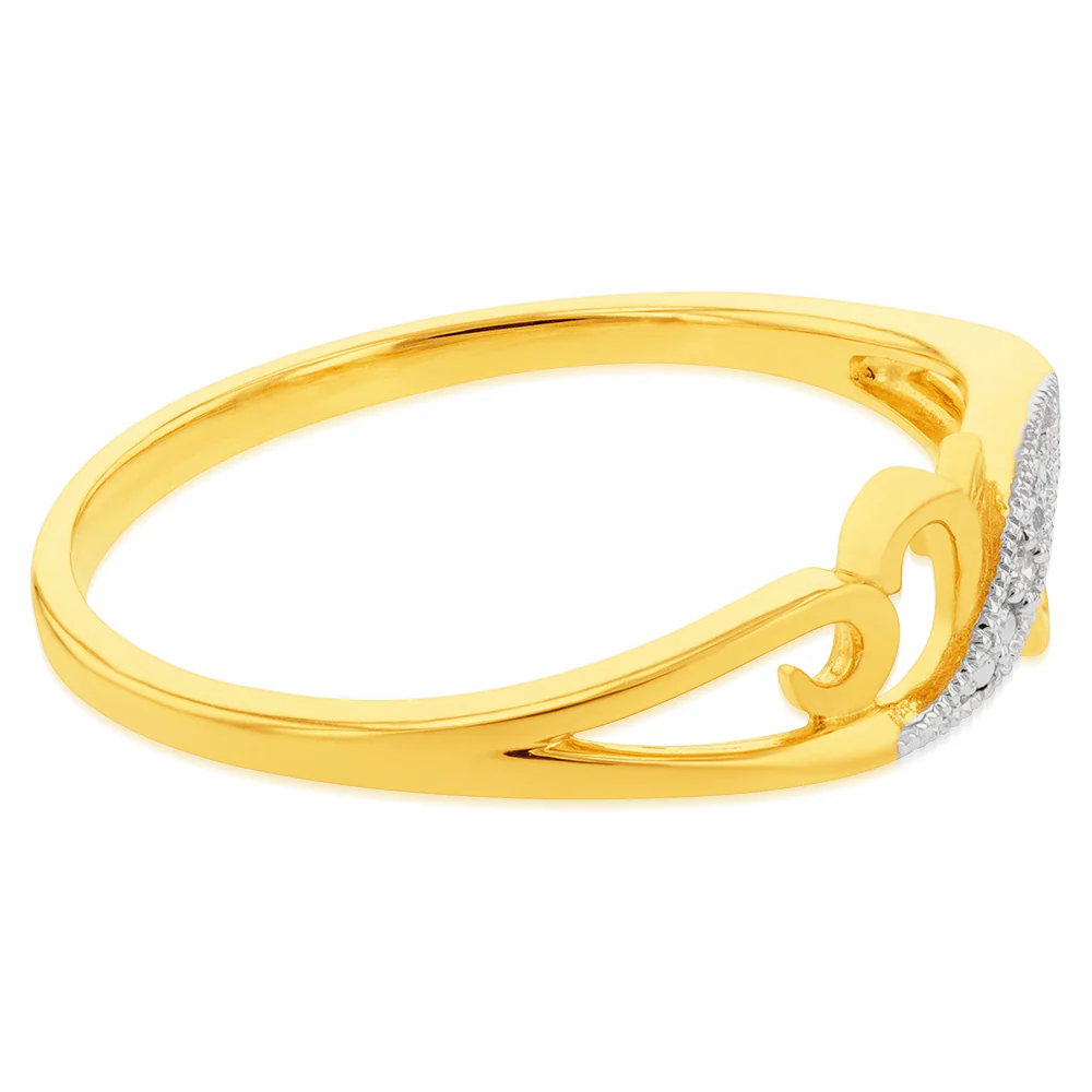 9ct Yellow Gold Diamond Ring - Image 2