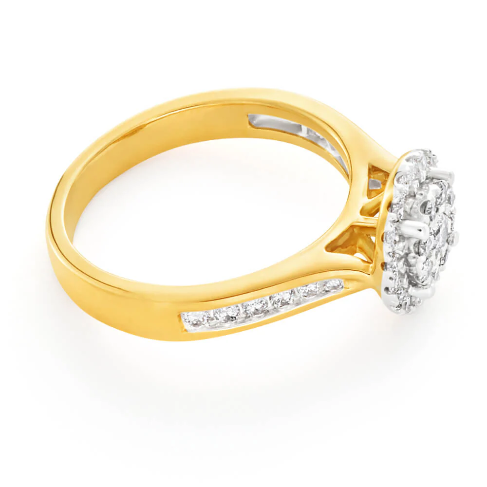 9ct Yellow Gold Diamond Ring Set with 1/2 Carat 38 Stunning Brilliant Diamonds - Image 2