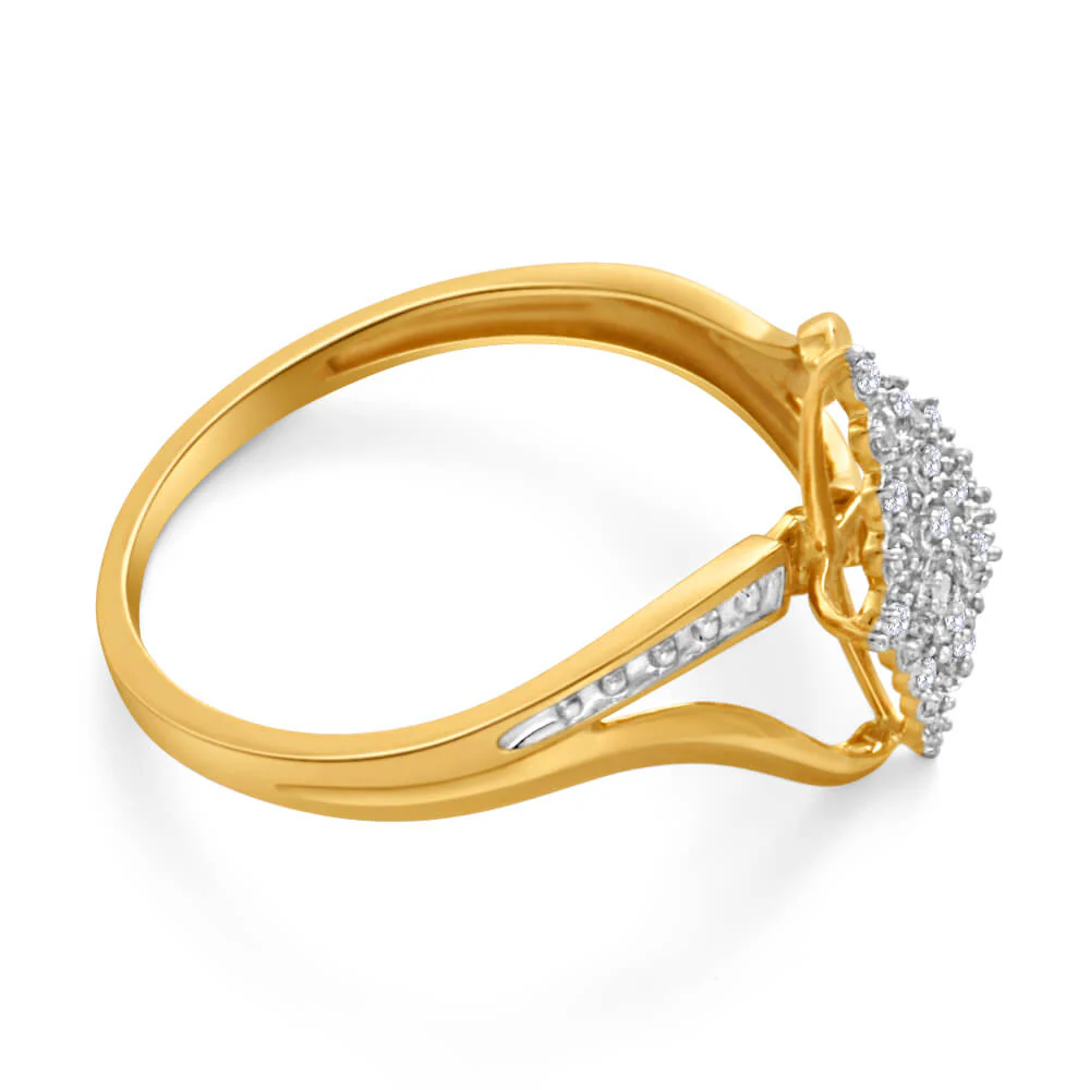 9ct Yellow Gold Diamond Ring Set with 15 Brilliant Cut Diamonds - Image 2