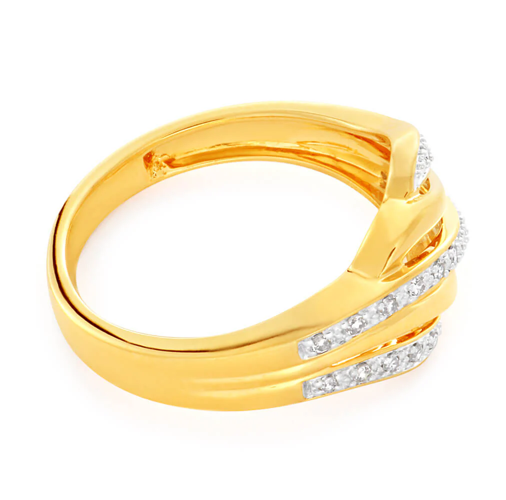 9ct Yellow Gold Diamond Ring Set with 22 Stunning Brilliant Diamonds - Image 2