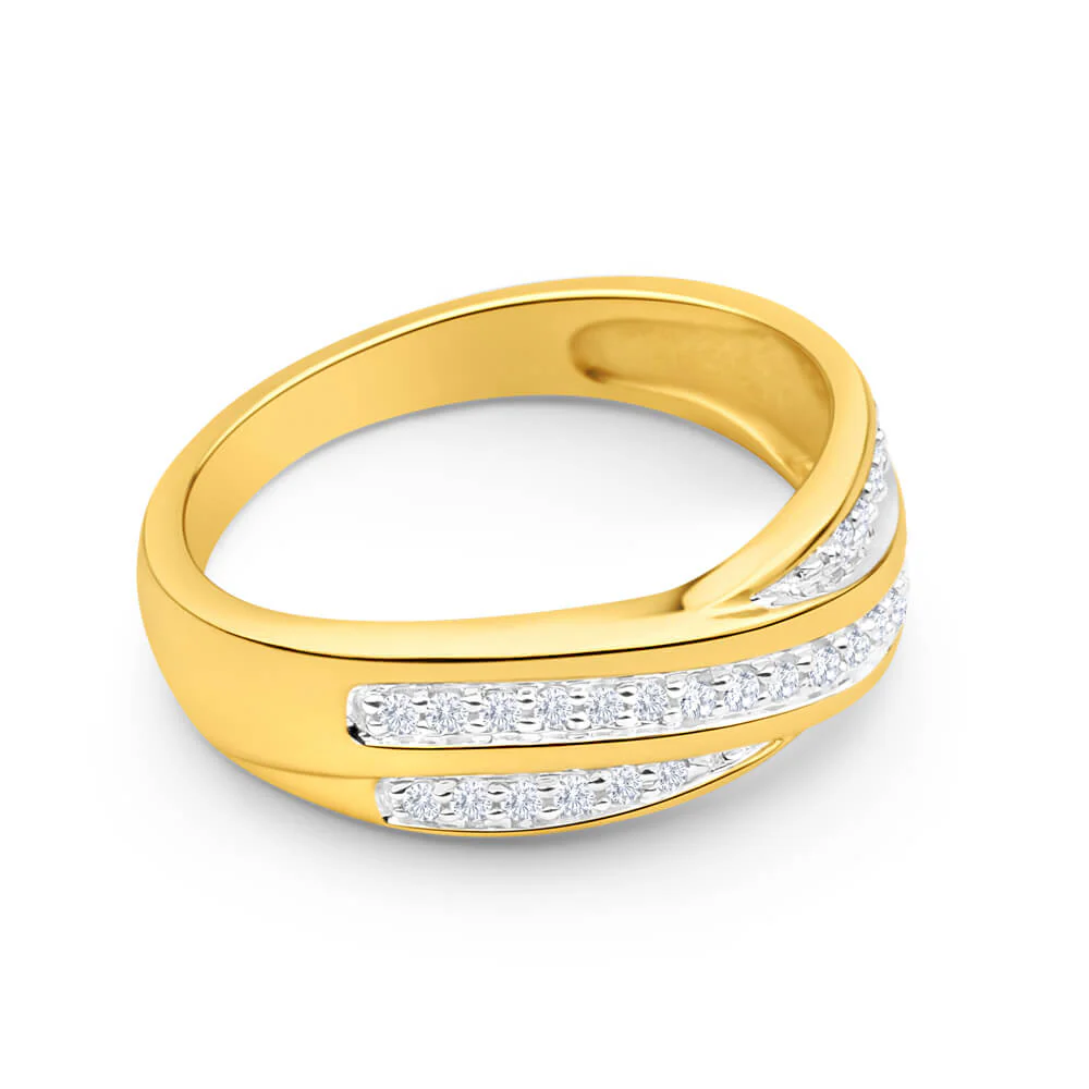 9ct Yellow Gold Diamond Ring  Set with 29 Brilliant Diamonds - Image 2