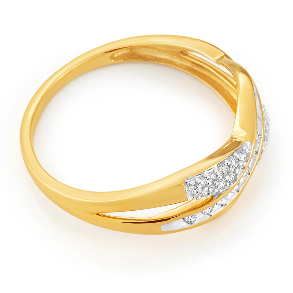 9ct Yellow Gold Diamond Ring Set With 35 Diamonds - Image 2