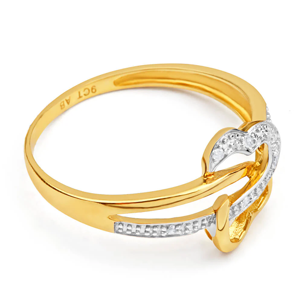 9ct Yellow Gold Diamond Ring Set With 6 Round Brilliant Diamonds - Image 2