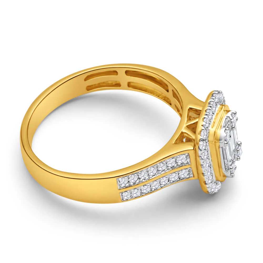 9ct Yellow Gold Diamond Ring Set With 61 Diamonds - Image 2