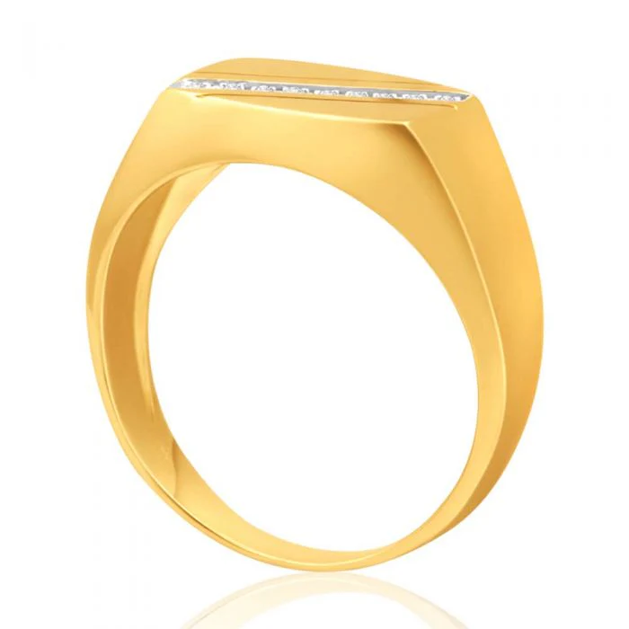 9ct Yellow Gold Diamond Ring  Set with 9 Stunning Brilliant Diamonds - Image 2
