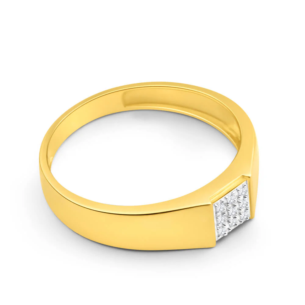 9ct Yellow Gold Diamond Ring with 9 Brilliant Cut Diamonds - Image 2
