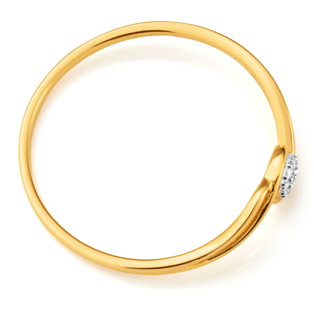 9ct Yellow Gold Diamond Swirl Ring - Image 2