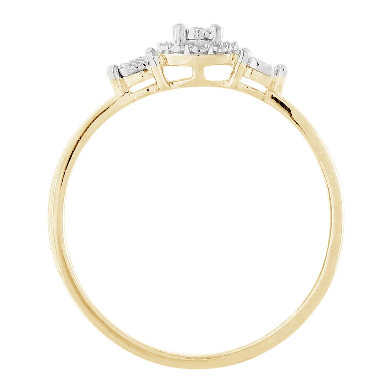 9ct Yellow Gold Diamond Trilogy Ring with 3 Brilliant Diamonds in Disc Setting - Image 2