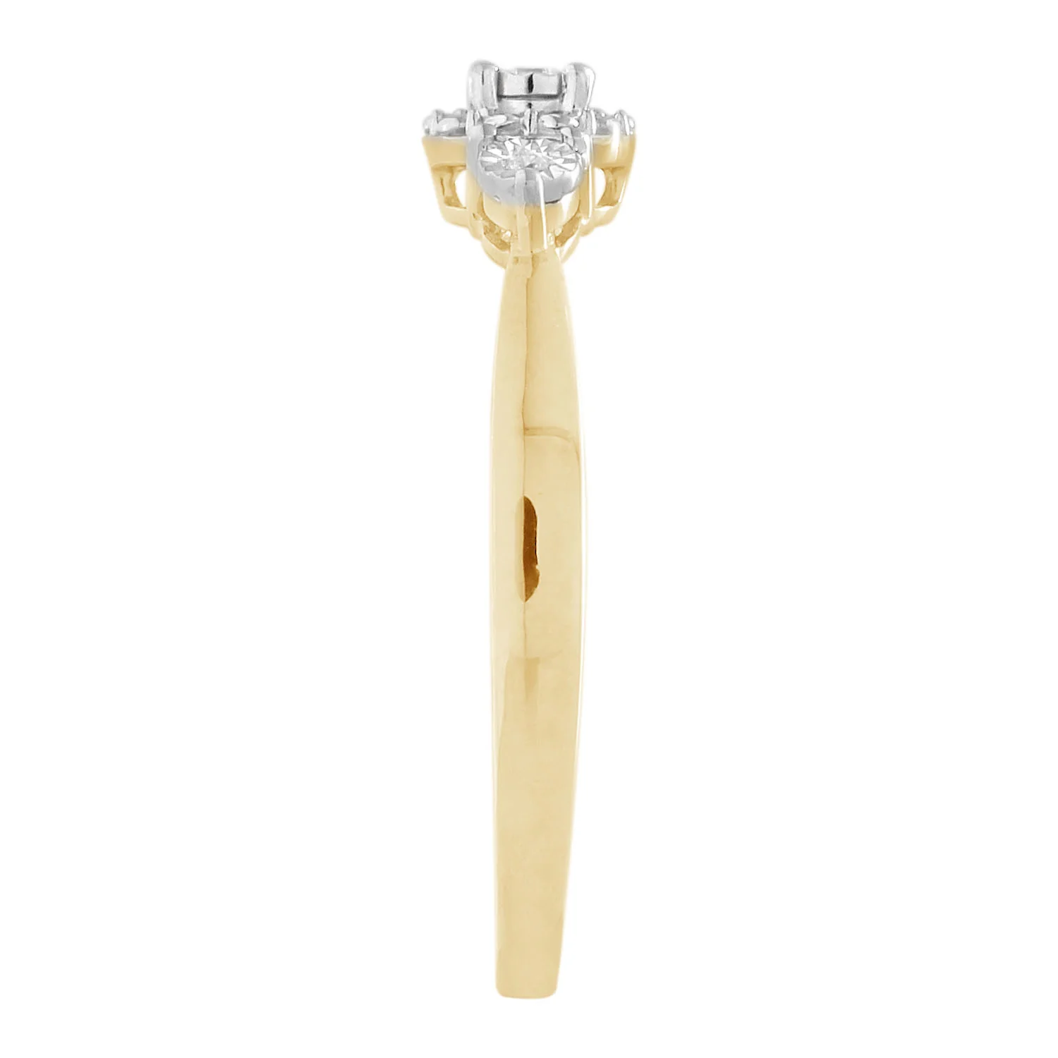 9ct Yellow Gold Diamond Trilogy Ring with 3 Brilliant Diamonds in Disc Setting - Image 3