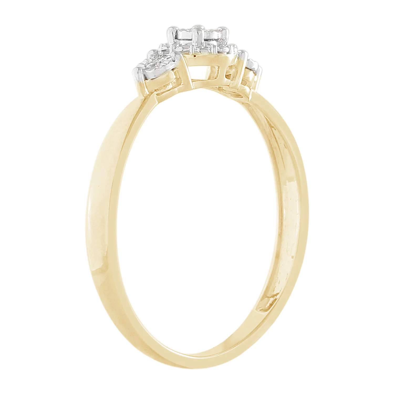 9ct Yellow Gold Diamond Trilogy Ring with 3 Brilliant Diamonds in Disc Setting - Image 4