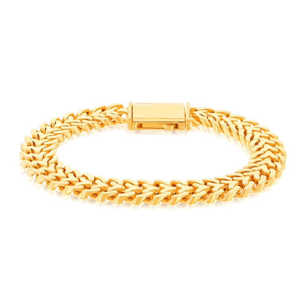 9ct Yellow Gold Double Row Curb Link 20cm Bracelet - Image 2