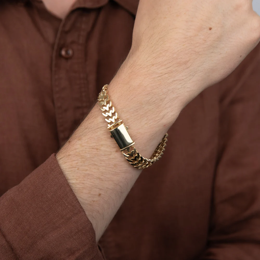 9ct Yellow Gold Double Row Curb Link 20cm Bracelet - Image 4
