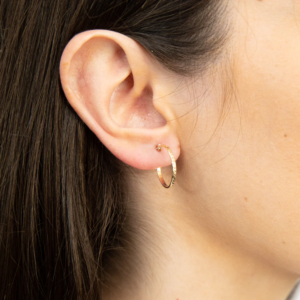 9ct Yellow Gold Double Side DC Hoop Earrings - Image 2