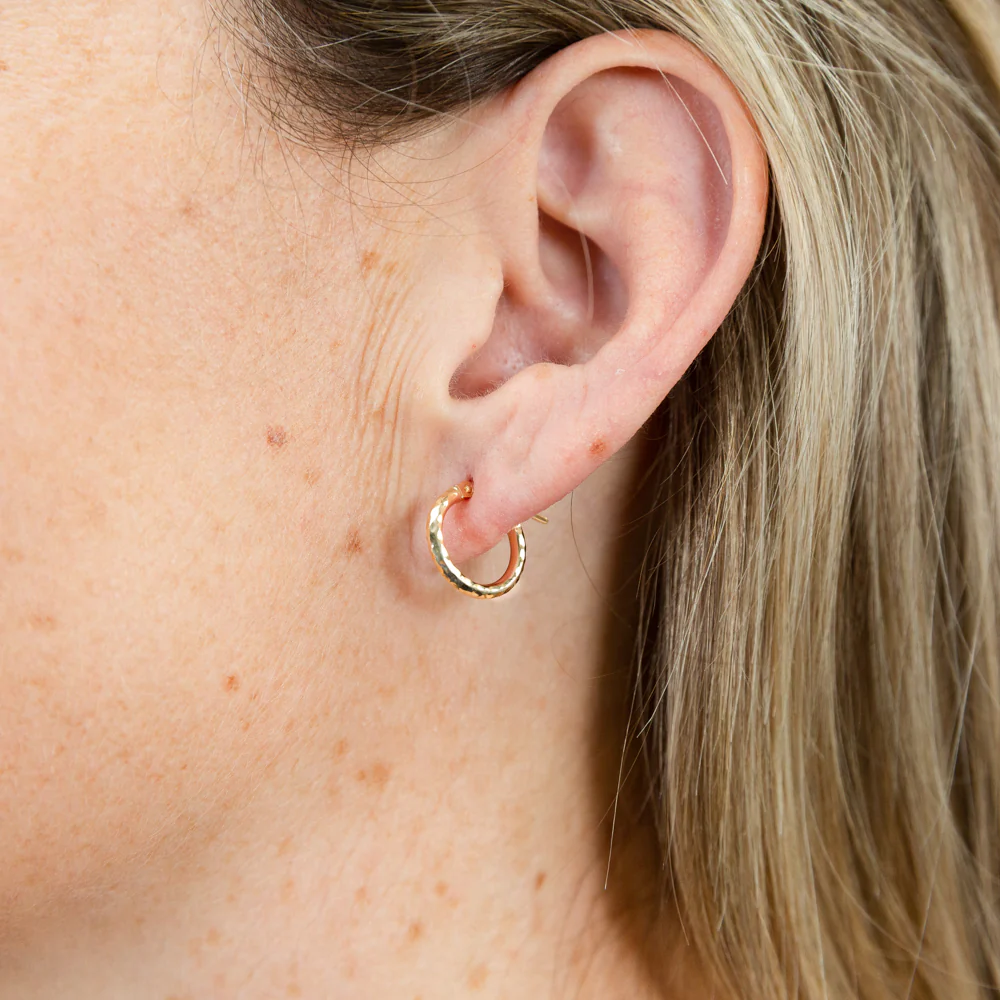 9ct Yellow Gold Double Side Diamond Cut 10mm Hoop Earrings - Image 2