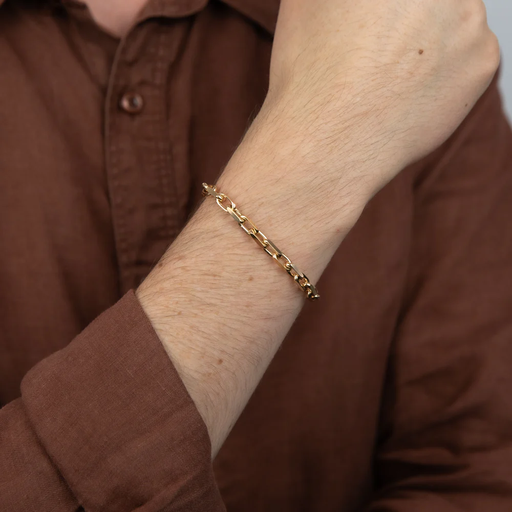 9ct Yellow Gold Elongated Belcher 21cm Bracelet - Image 3