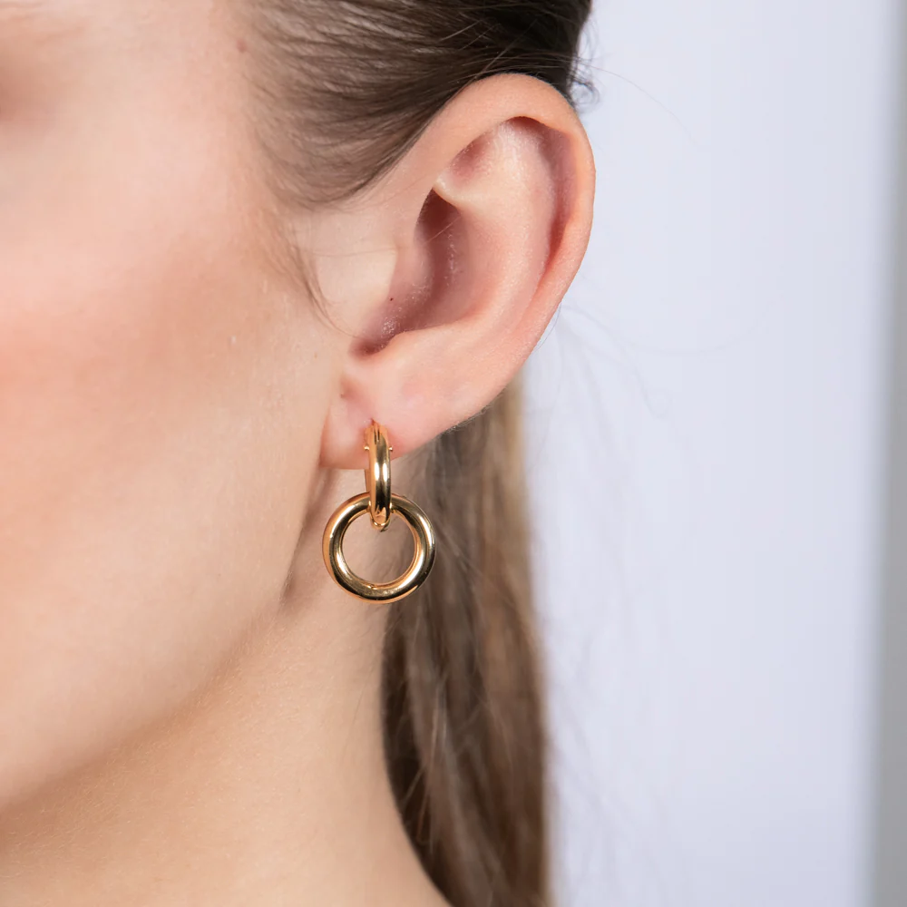 9ct Yellow Gold Entwined Circles Hoop Earrings - Image 2