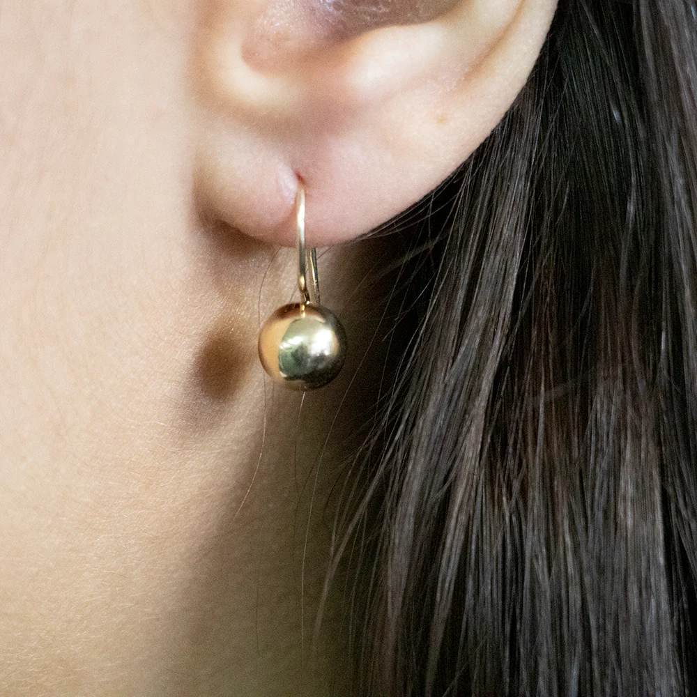 9ct Yellow Gold Euroball Drop Earrings - Image 2