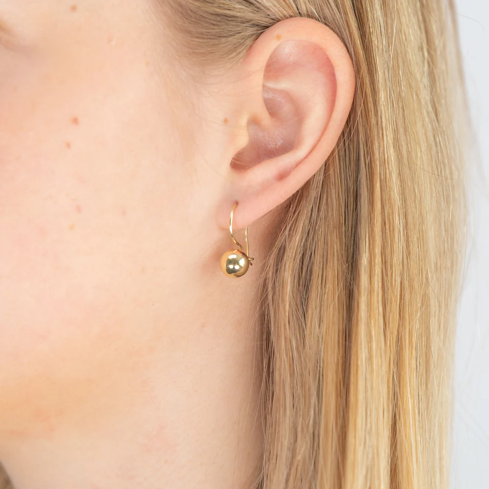 9ct Yellow Gold Euroball Drop Earrings - Image 3