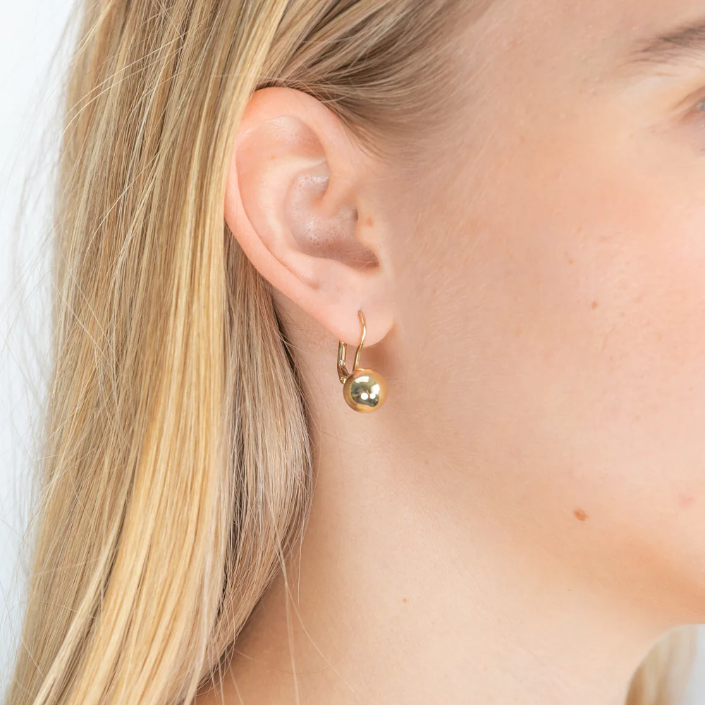 9ct Yellow Gold Euroball Drop Earrings - Image 2