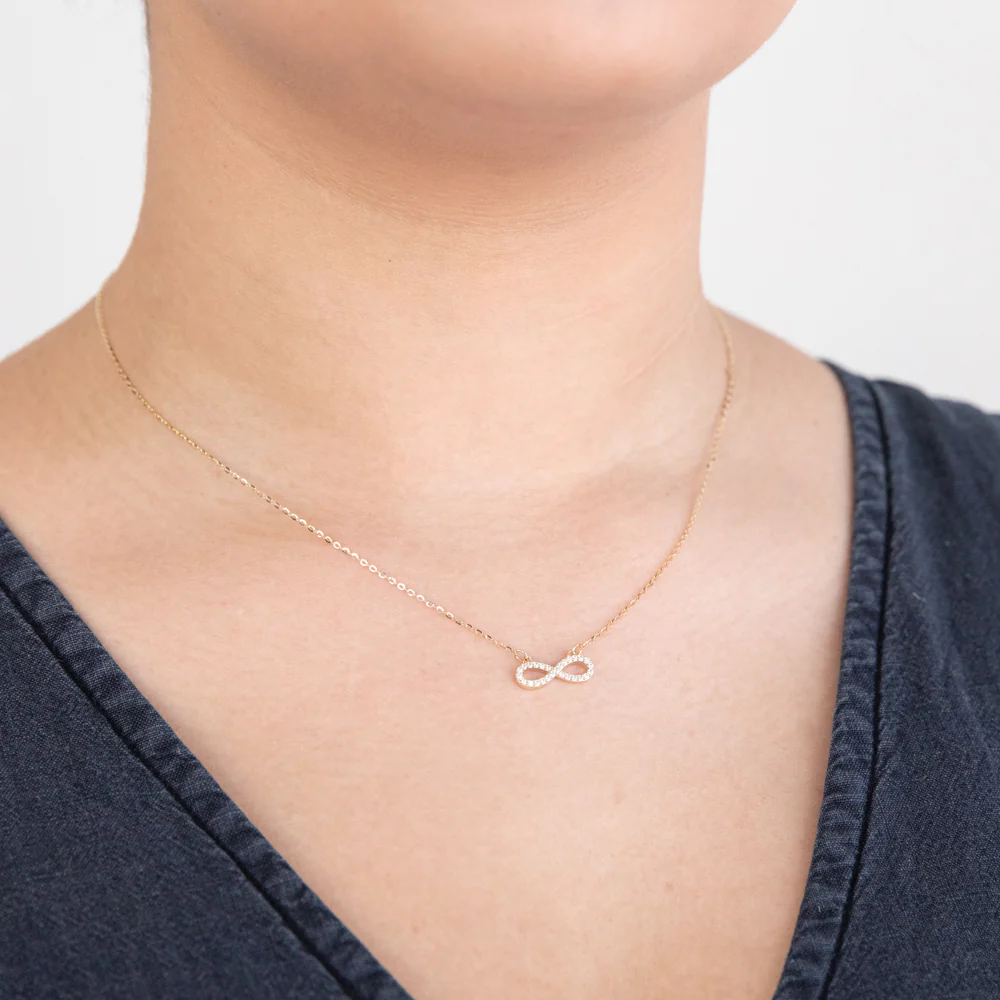 9ct Yellow Gold "Everlasting Love" 45cm Zirconia Infinity Necklet - Image 2