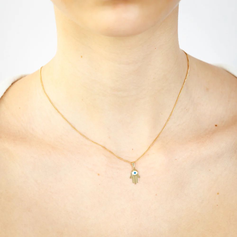 9ct Yellow Gold Evil Eye On Hamsa Pendant - Image 2