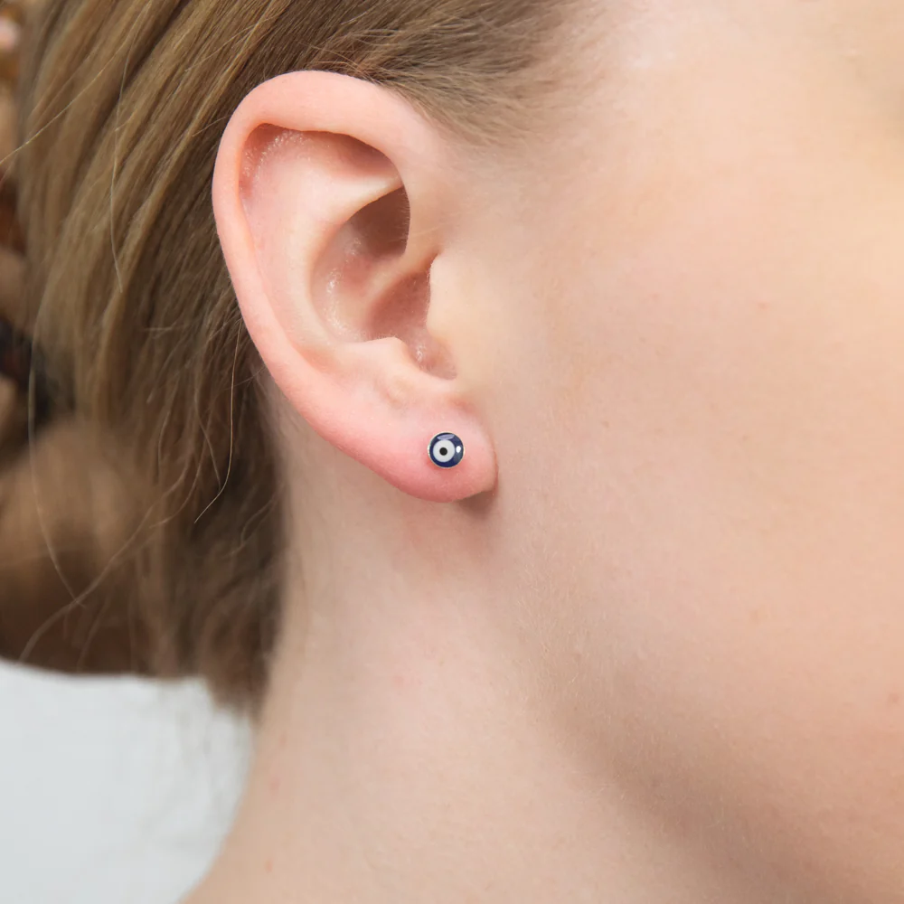 9ct Yellow Gold Evil Eye Stud Earrings - Image 2