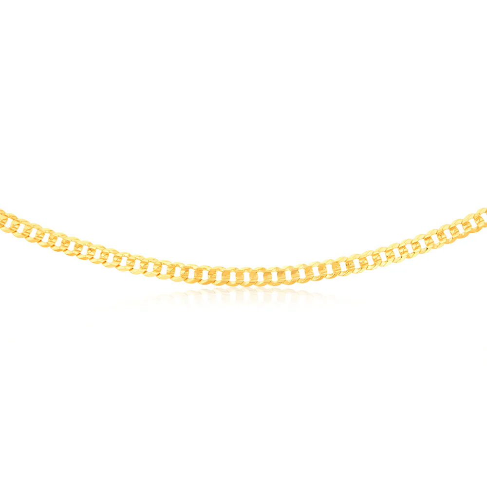 9ct Yellow Gold Extra Flat Curb 55cm Chain - Image 3
